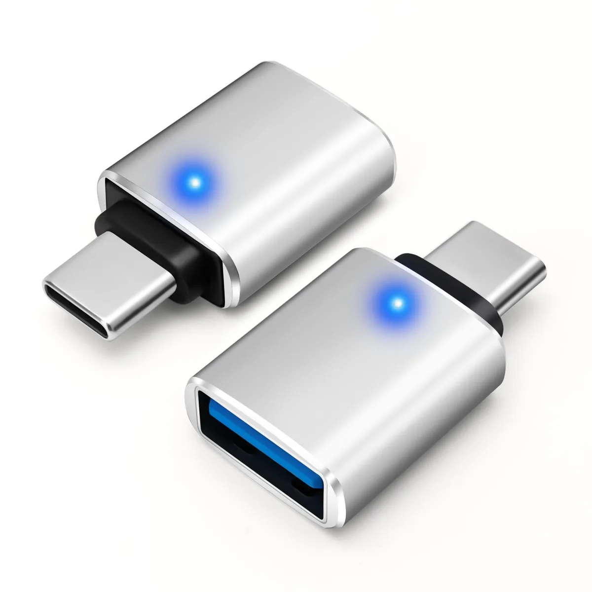  HAUXGOGO USB-C to USB-A Adapter 2-Pack Silver — product photo