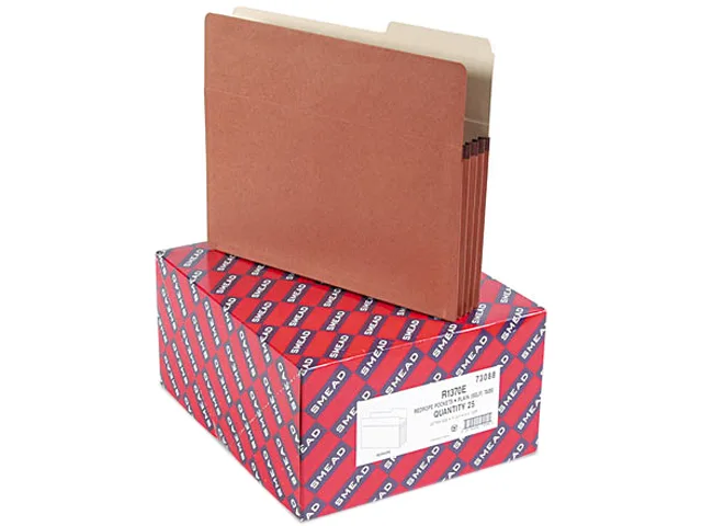Smead Smead 73088 3 1/2 Inch Expansion Drop Front Pocket Letter Manila Redrope 25 Box — product photo