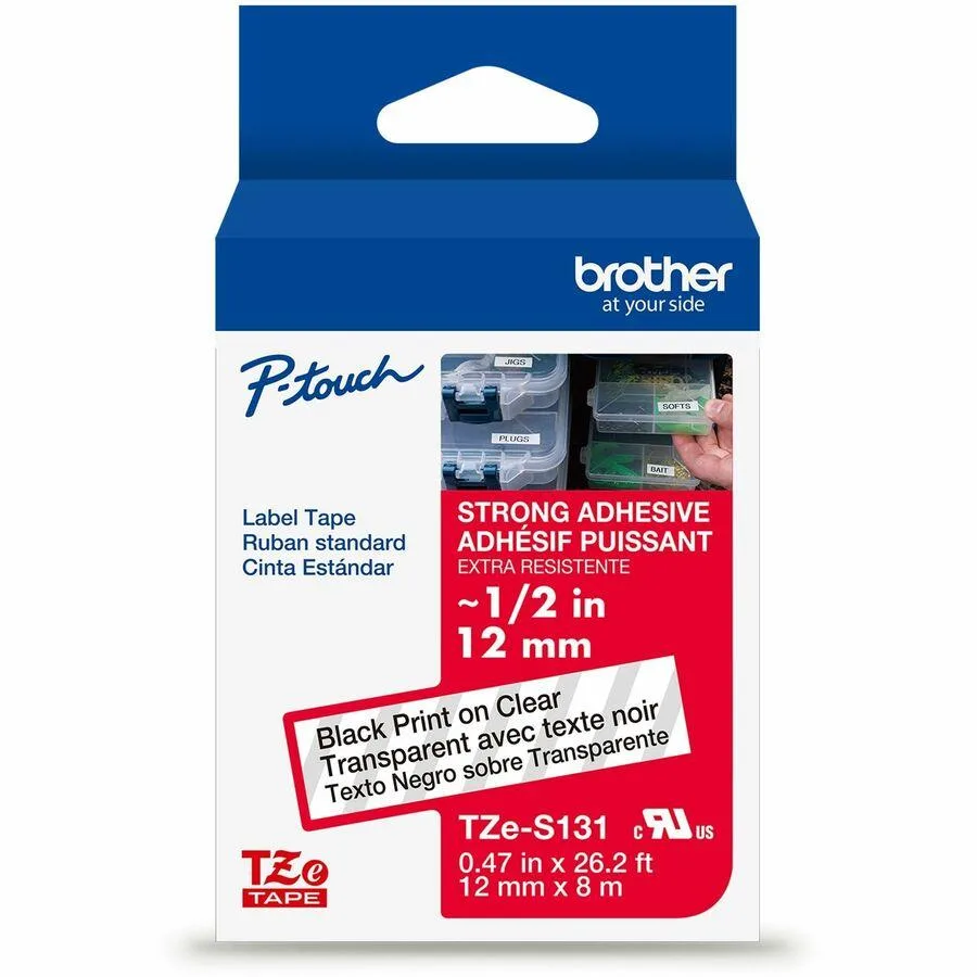 Brother TZeS131 label cassette black on clear 12mm