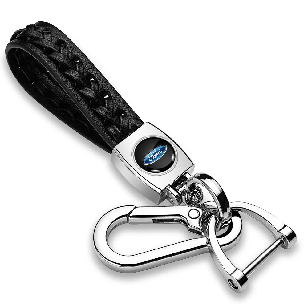 iPick Image, LLC iPick Image, LLC Ford Logo Black Braided Leather Key Chain — product photo