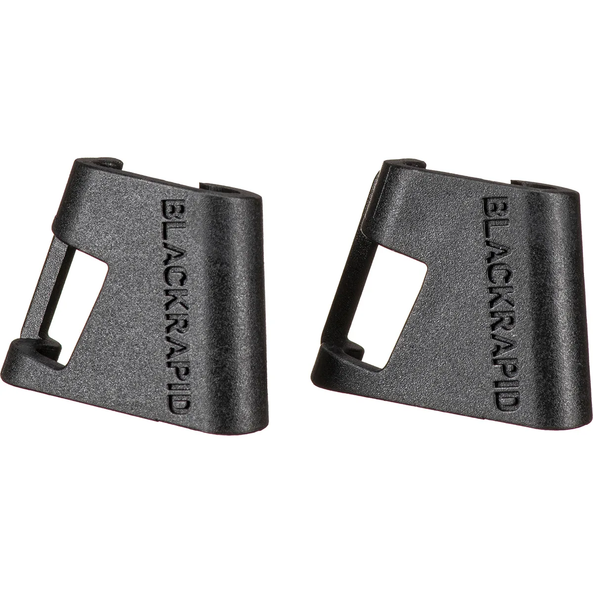 Two small black ABS plastic connector covers with snap-on design
