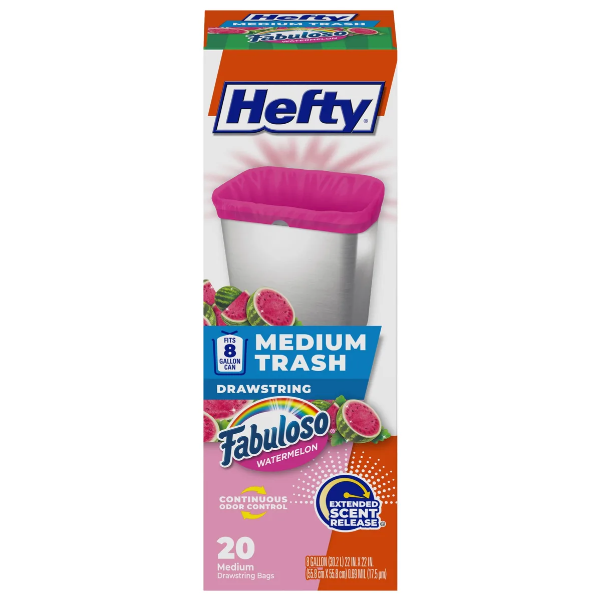  Hefty Specialty Waste Bags E89092TB Pink Watermelon Scent 8 Gallon 20ct — product photo