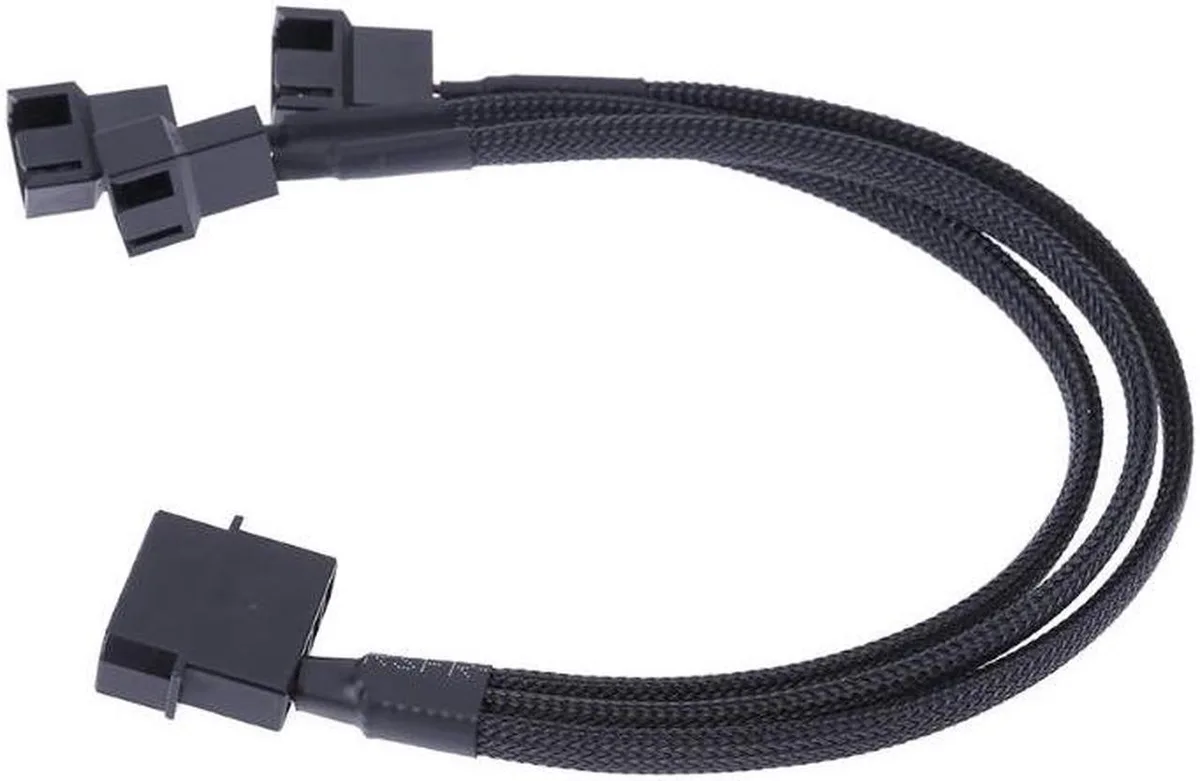 Vszerda Vszerda Molex to 3× 3/4-pin fan power splitter cable 10 inch black sleeved 12V only — product photo