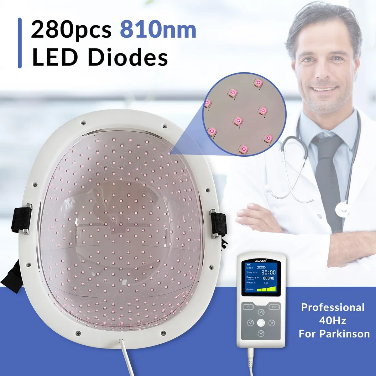 ZJZK ZJZK 810nm 280 LED Red Light Therapy Helmet Home Health Care — product photo