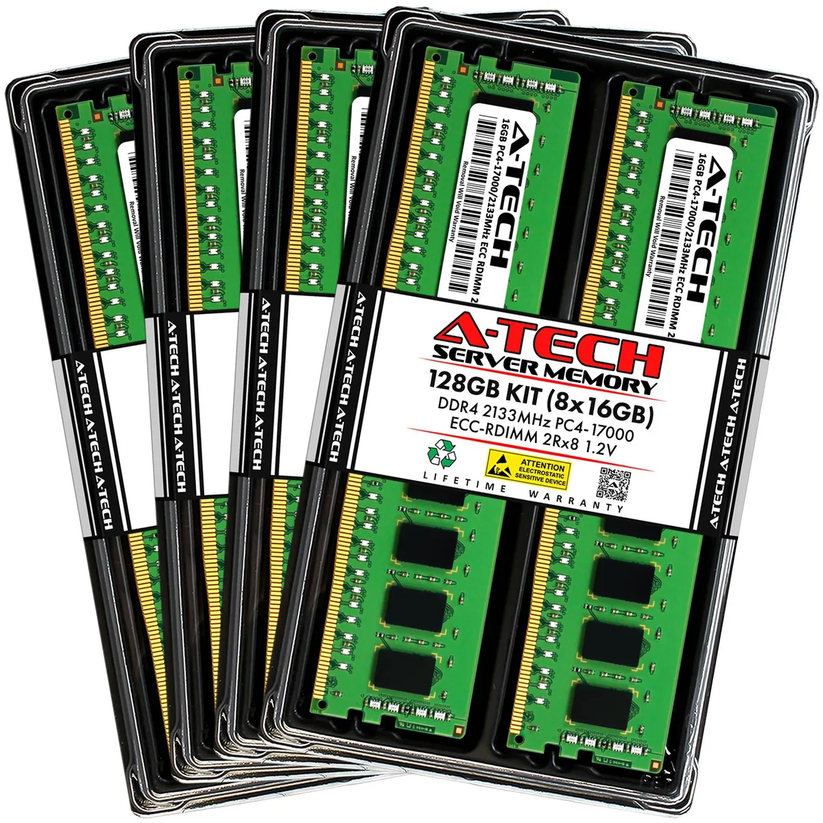 A-Tech A-Tech 128GB (8x16GB) DDR4 2133 ECC RDIMM 2Rx8 CL15 1.2V server RAM — product photo