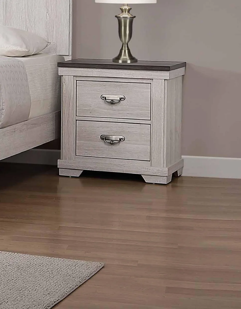 tuphen tuphen Farmhouse Nightstand Beige Gray White 23.6" x 16.1" x 24.7"H — product photo