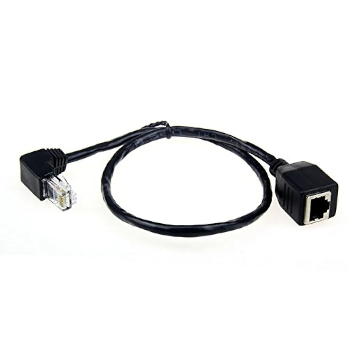 Down angled 90 degree Cat 5e extension cable 50cm with shielded RJ45 connectors