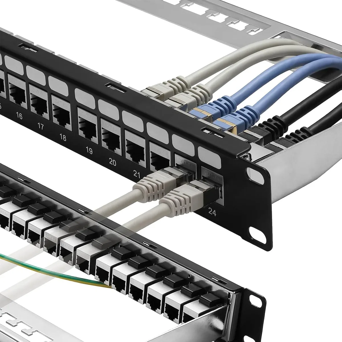 TAURKENAM TAURKENAM 24 Port Cat6A Patch Panel 1U Shielded with Removable Back Bar — product photo