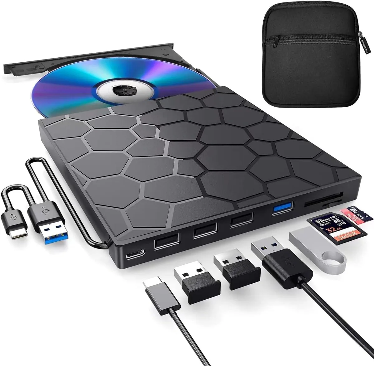 FANTEC FANTEC 7-in-1 USB 3.0 external blu-ray player (black) — product photo