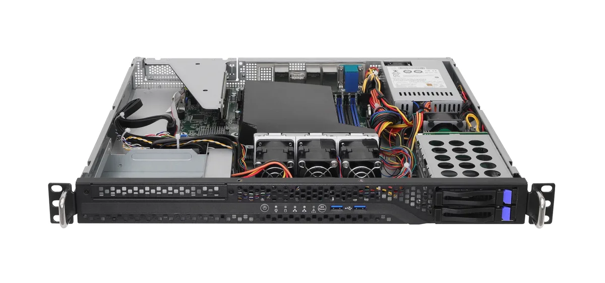 ASRock Rack ASRock Rack 1U2S-B650 barebone server AM5 2×2.5" SATA bays 2×1GbE — product photo