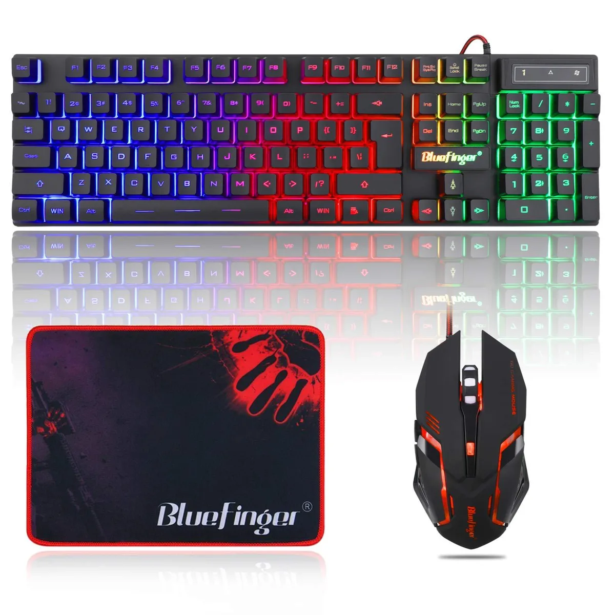  Redragon 104-Key RGB Gaming Keyboard &amp; Mouse Combo, Wired USB, Black — product photo
