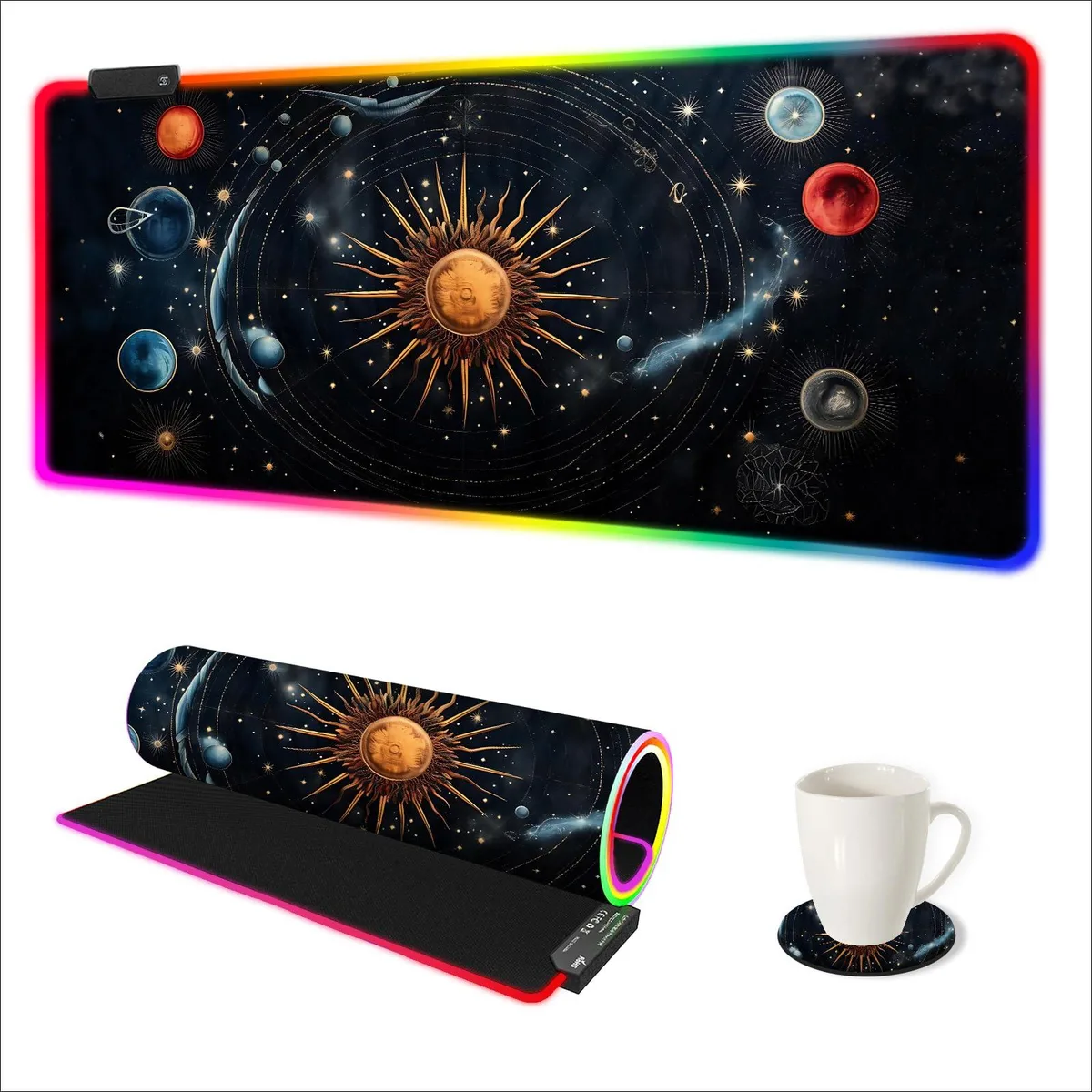 KEHIPI KEHIPI RGB Mouse Pad 14 Modes Abstract Solar System 35.4x15.8 in — product photo