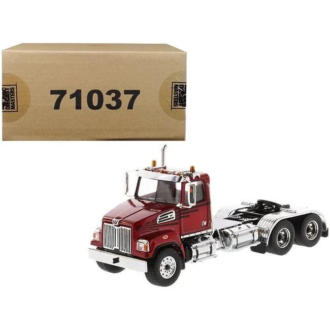 DieCast Masters DieCast Masters 71037 1/50 Western Star 4700 SF Tandem Day Cab Tractor Metallic Red &amp; Silver vehicle — product photo