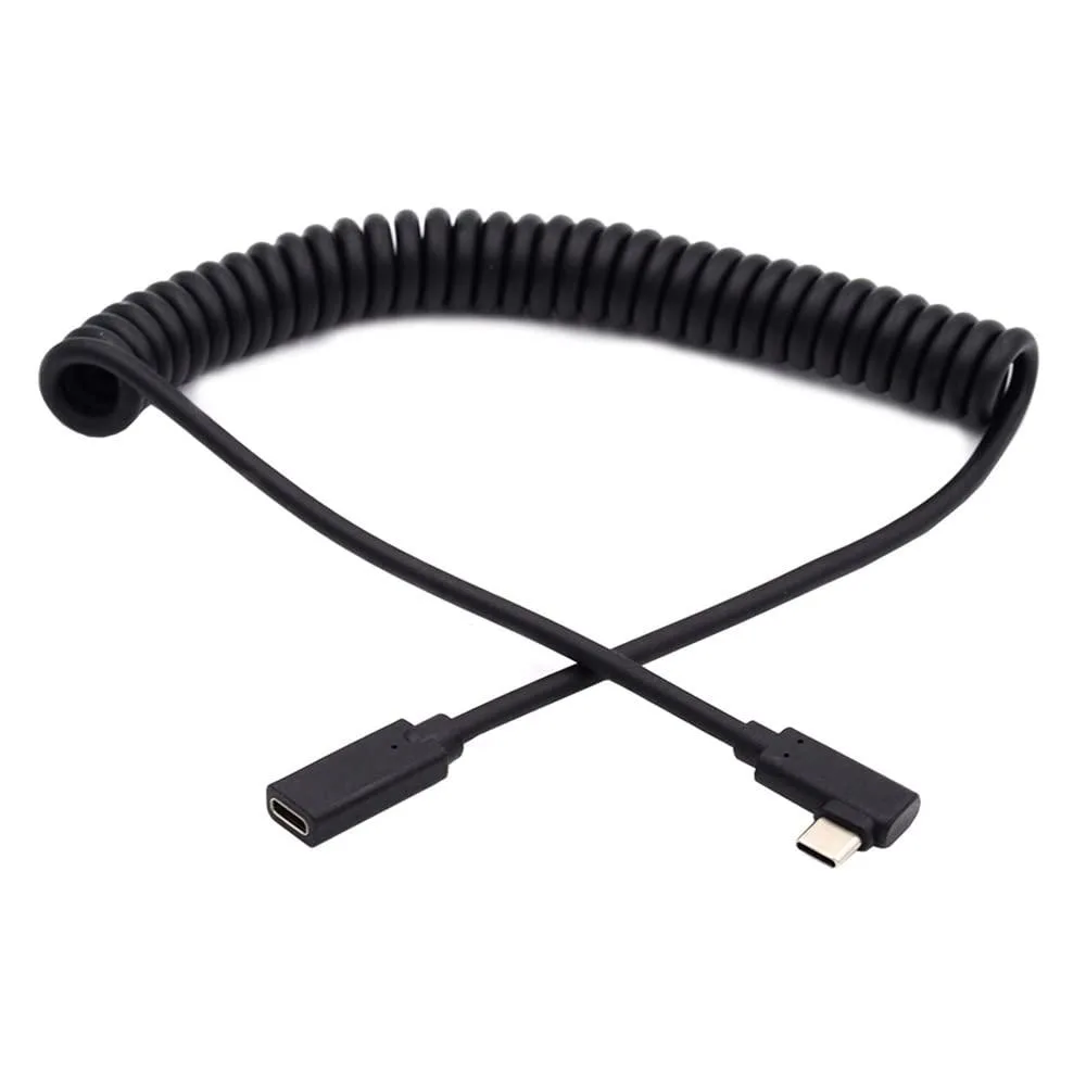 Fervit Fervit USB-C coiled extension cable angled male to female USB 2.0 5V — product photo