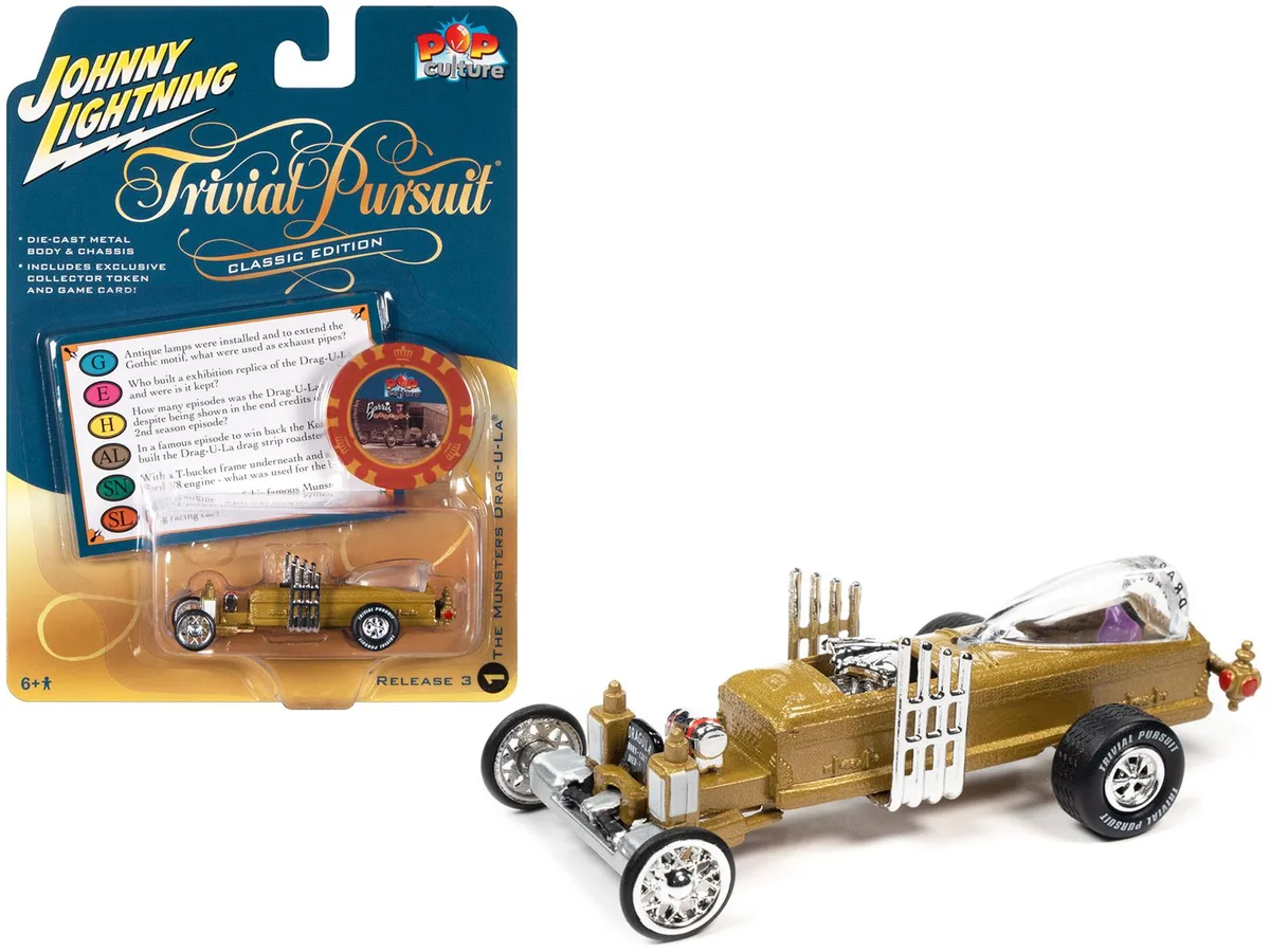 JOHNNY LIGHTNING JOHNNY LIGHTNING Barris Drag-U-La "The Munsters" "Trivia Pursuit" 1/64 hobby collectible — product photo