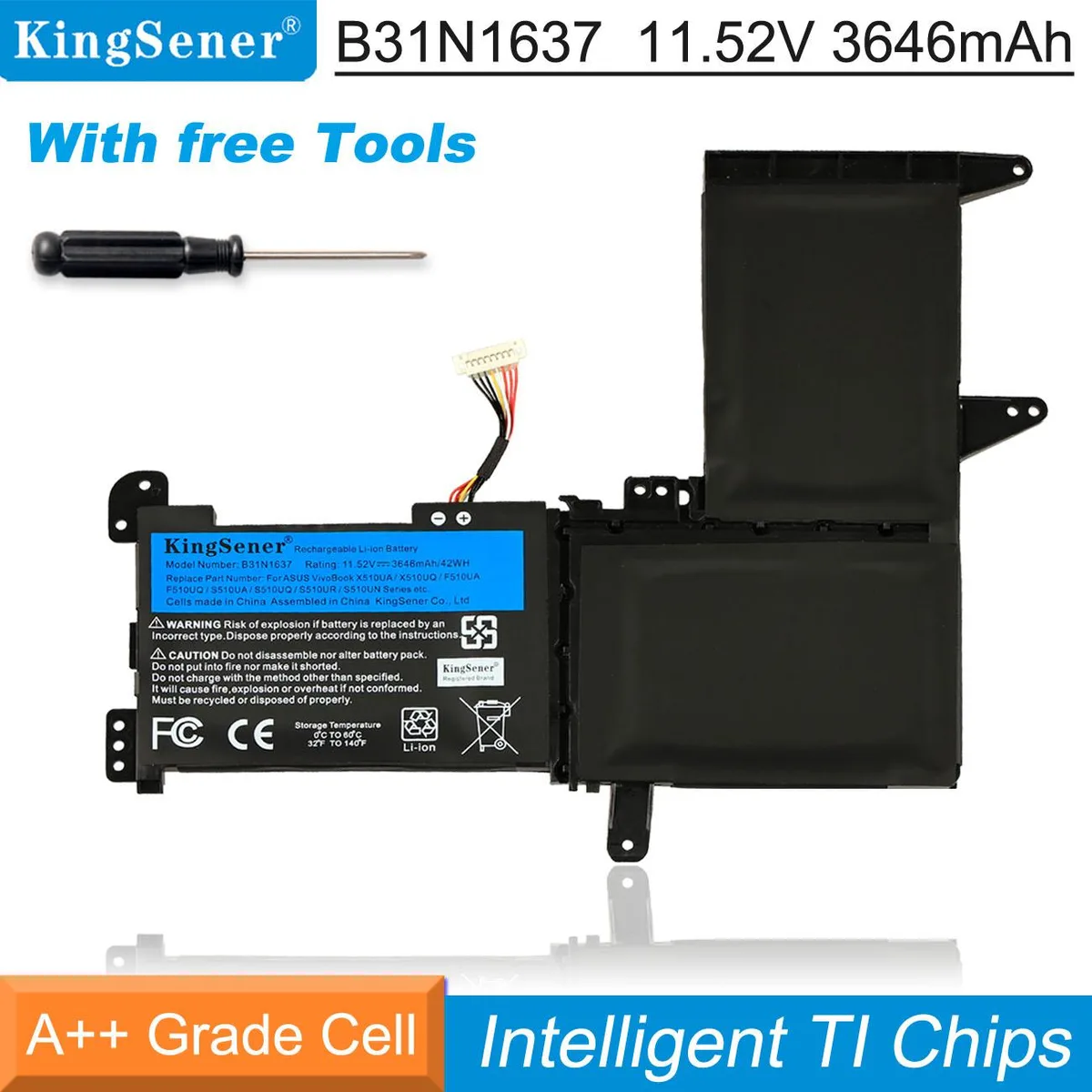 KingSener KingSener B31N1637 3646mAh 11.52V laptop battery — product photo