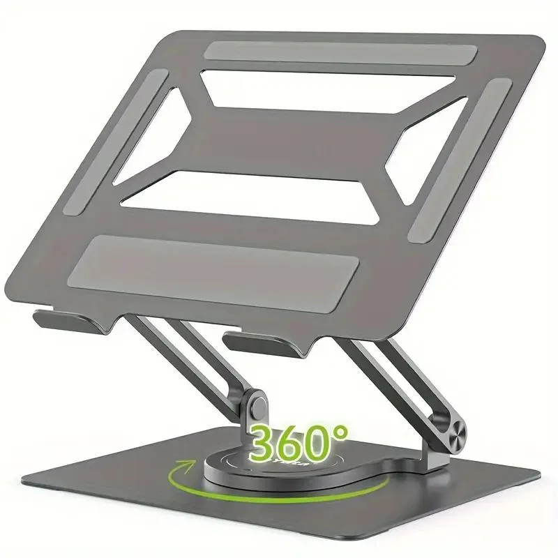 NO. NO. Adjustable Ergonomic Laptop Stand 360° Rotating Base Foldable Gray 17-inch — product photo