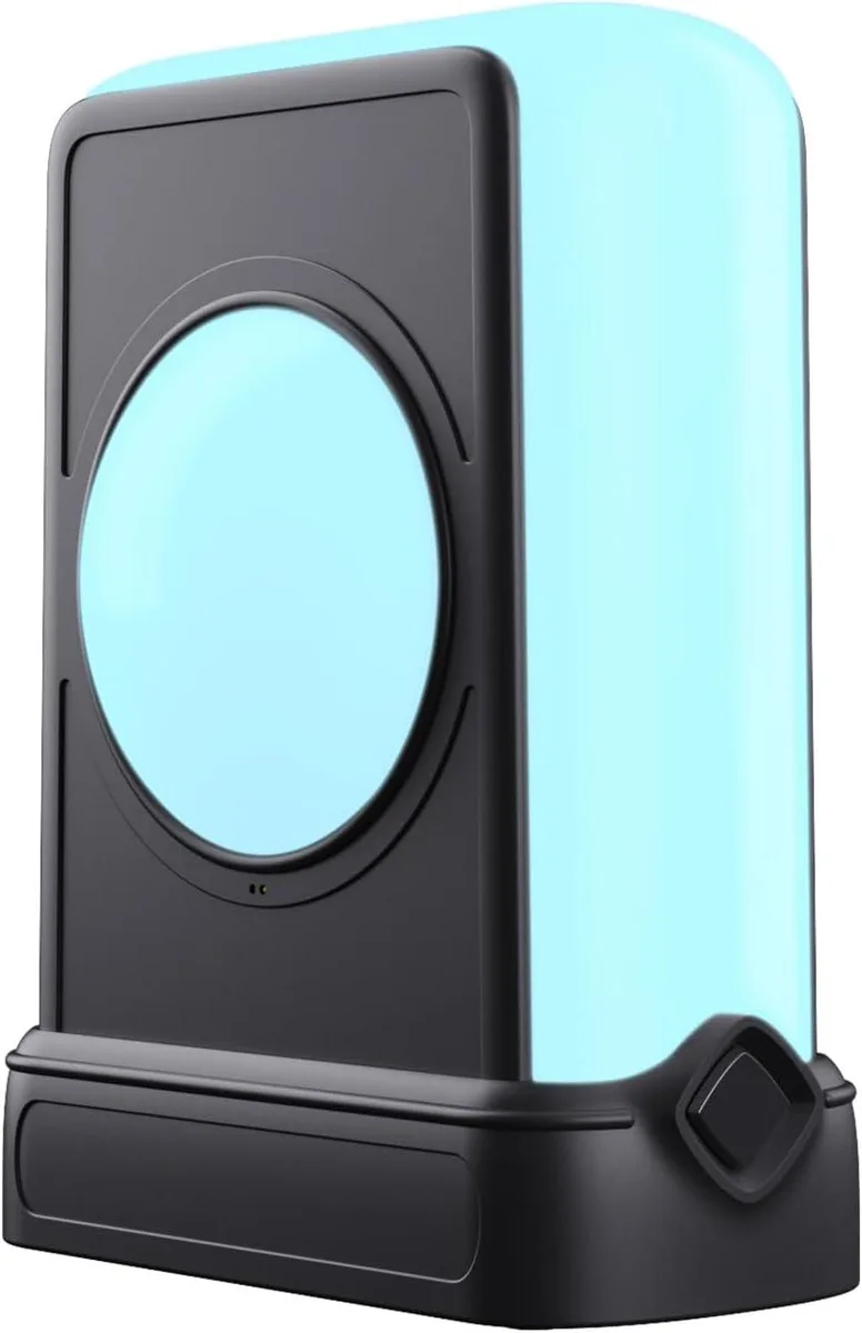 Black crystal headphone stand with RGB lighting and USB ports