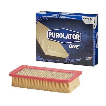 Rectangular pleated air filter with white media and orange frame