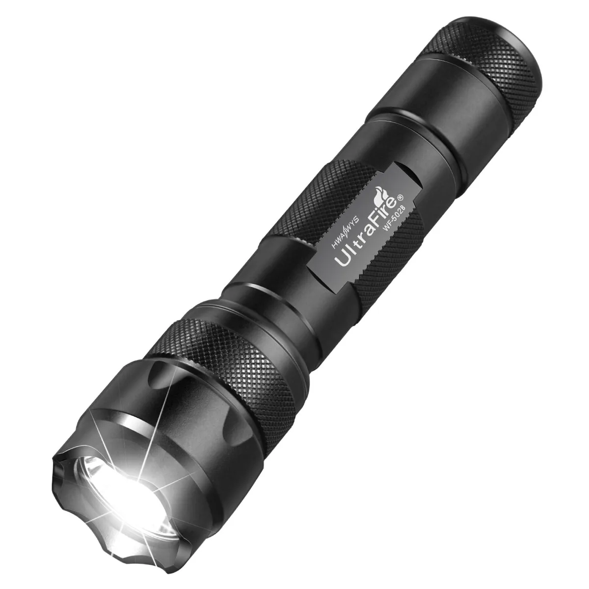 Compact matte-anodised aluminium torch, 5.24 inches long with 1.3-inch head and tail switch
