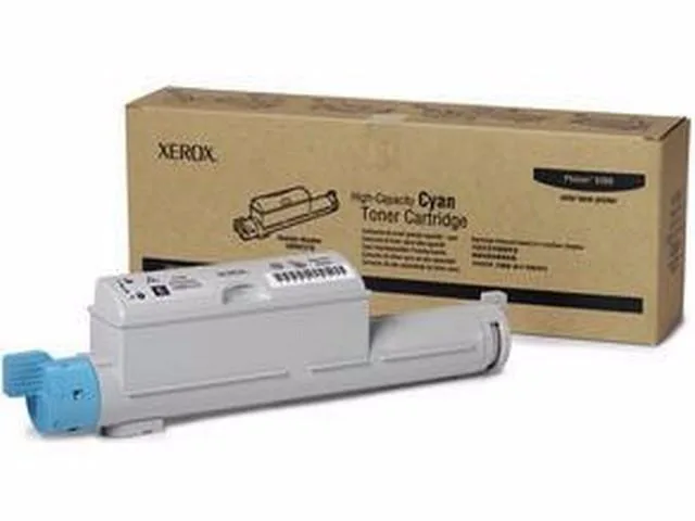 Rectangular cyan toner cartridge with Xerox branding