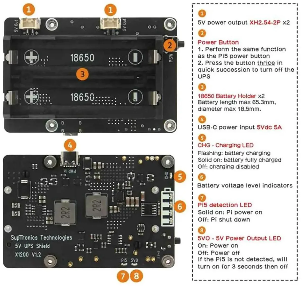 Vszerda Vszerda X1200 Raspberry Pi 5 UPS Board Li-ion Excluded — product photo