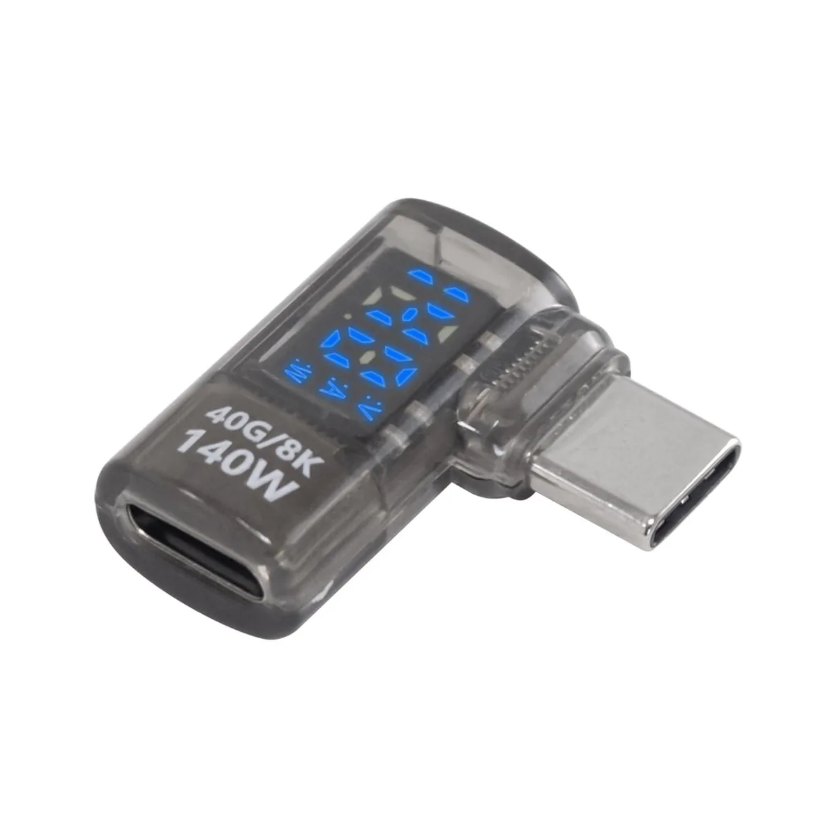Vszerda Vszerda USB-C Right Angle Adapter 140W 40Gbps 90° LED Power Meter — product photo