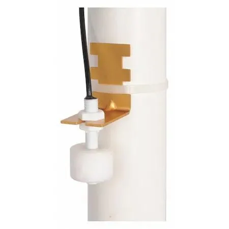 White ABS plastic water sensor with 10 ft cord and float switch bracket