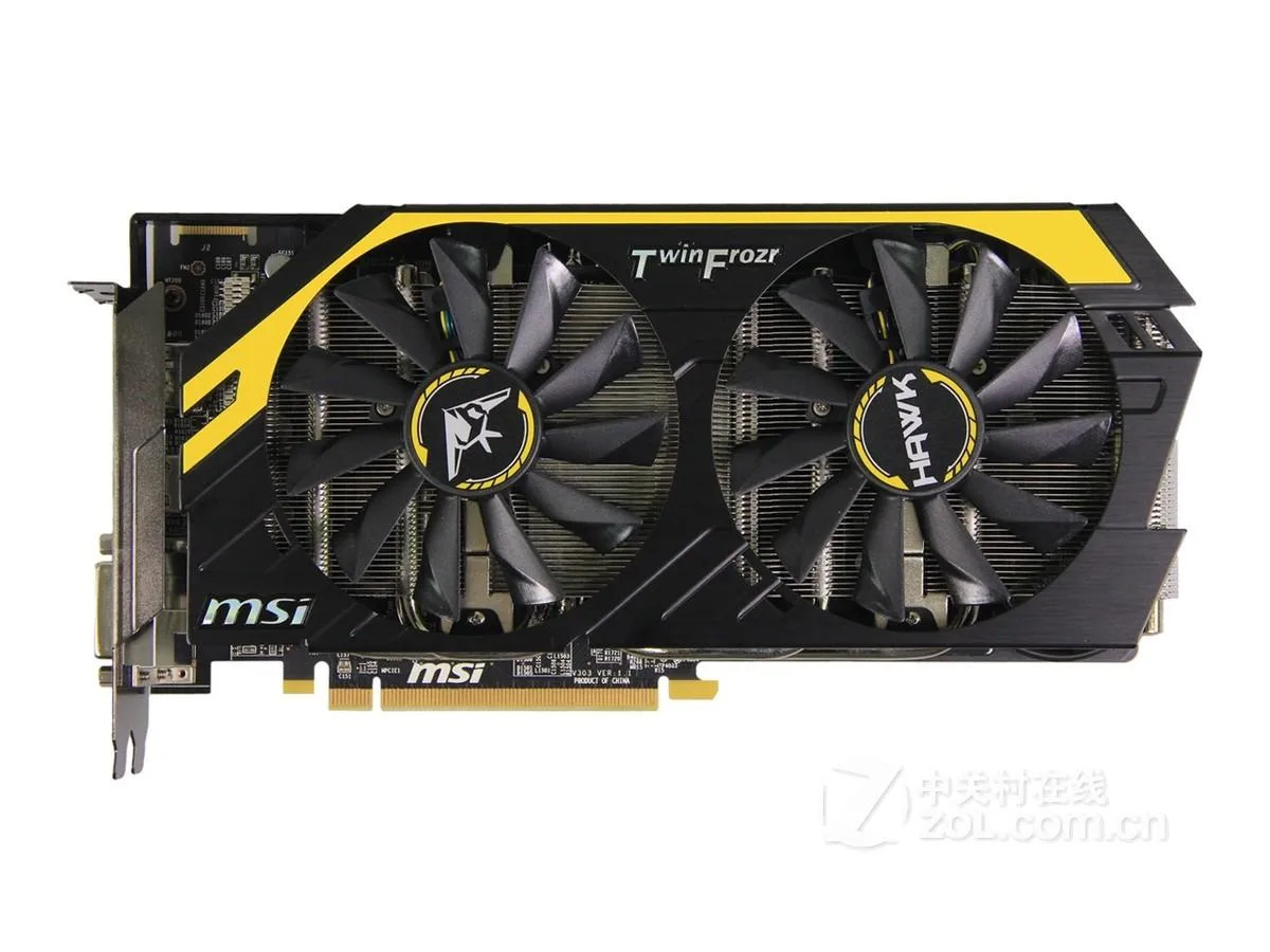 MSI R9 270X HAWK graphics card dual-fan cooler black red finish