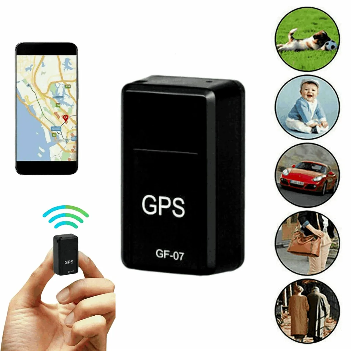 Small black magnetic GPS tracker with SIM slot
