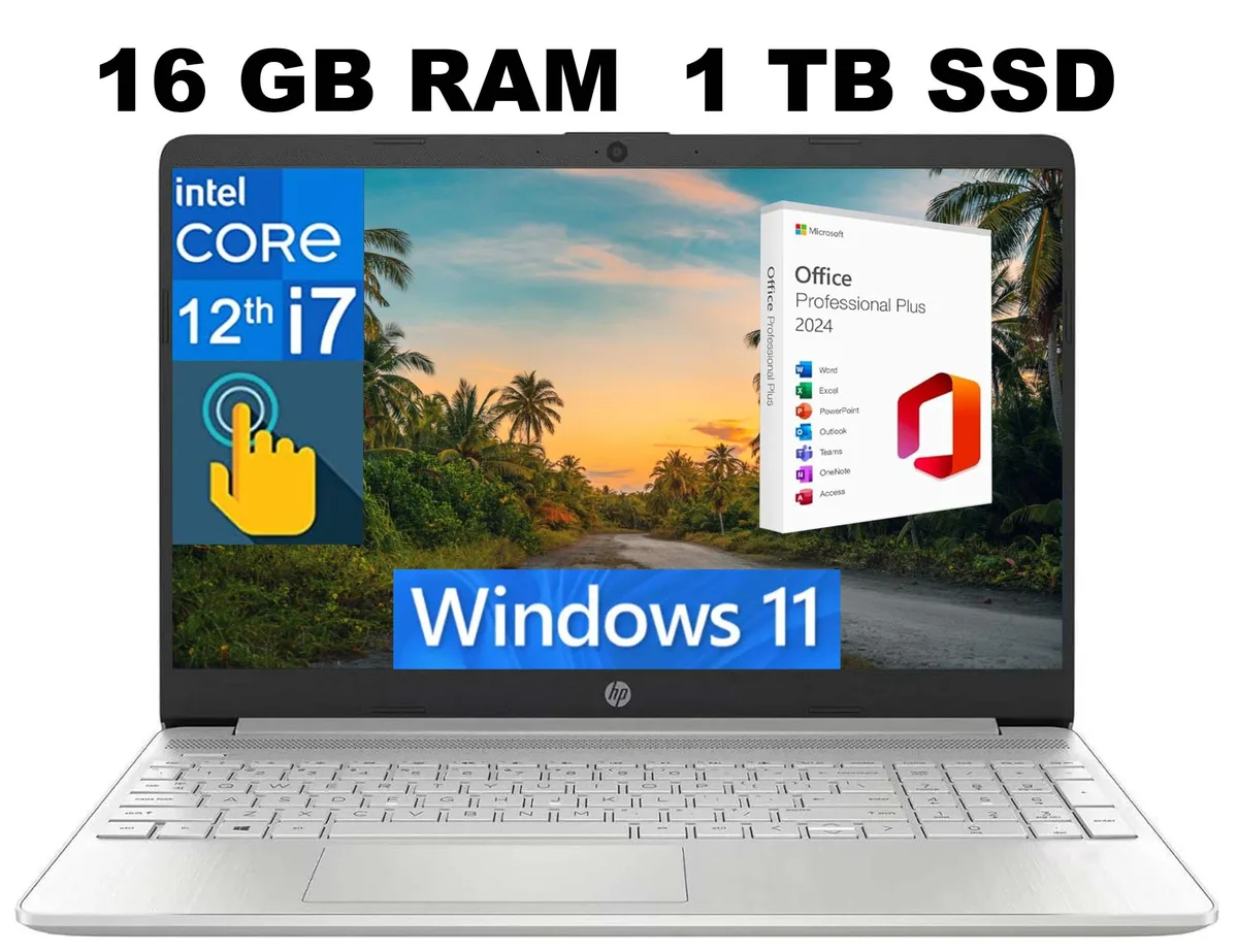 HP HP 15 laptop i7-1255U 16GB 1TB SSD 15.6" FHD touchscreen Silver — product photo