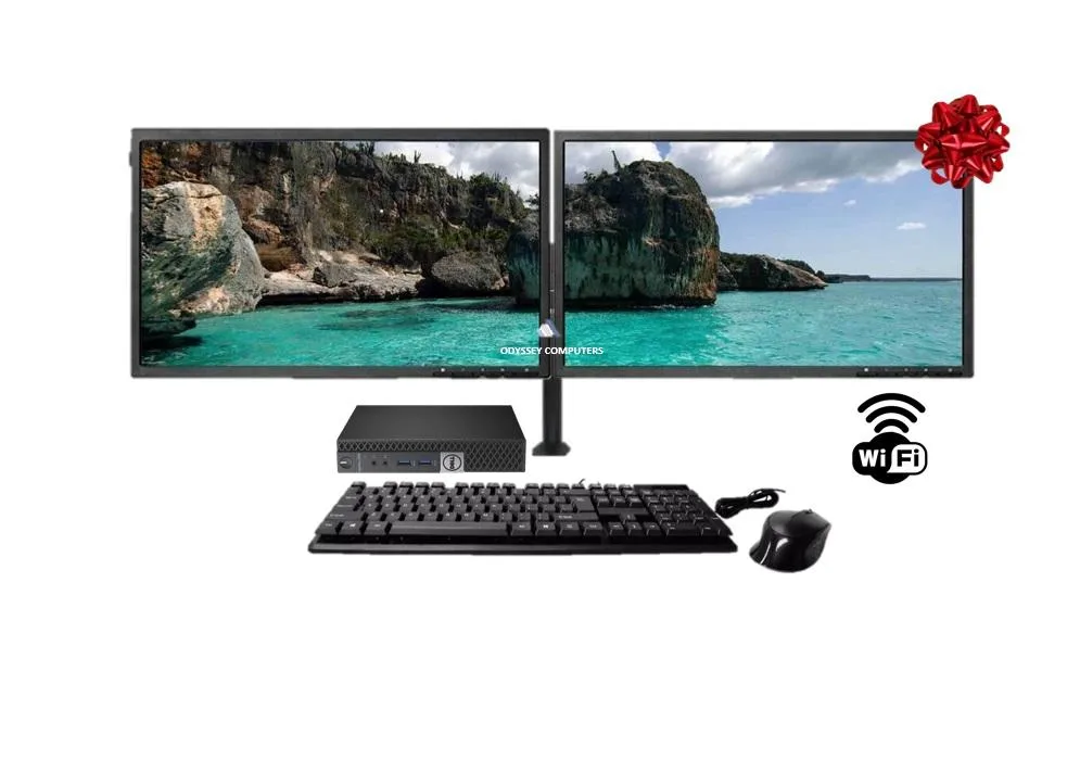 DELL DELL OptiPlex Micro i7-6700T 16GB DDR3 256GB NVMe Win10 Pro 2×21" bundle — product photo
