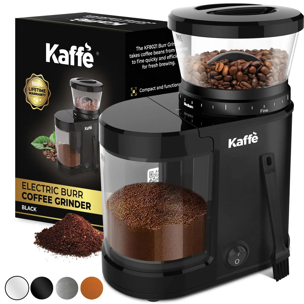  Kaffe KF8022 Burr Coffee Grinder 14 Settings 5.5oz Black — product photo