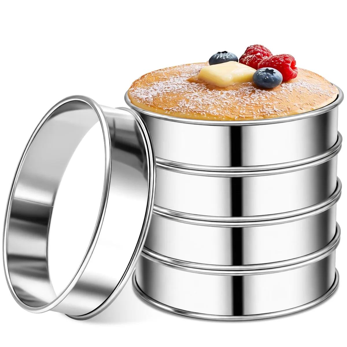 Vakoo 4 Inch English Muffin Rings 5 Pack — product photo