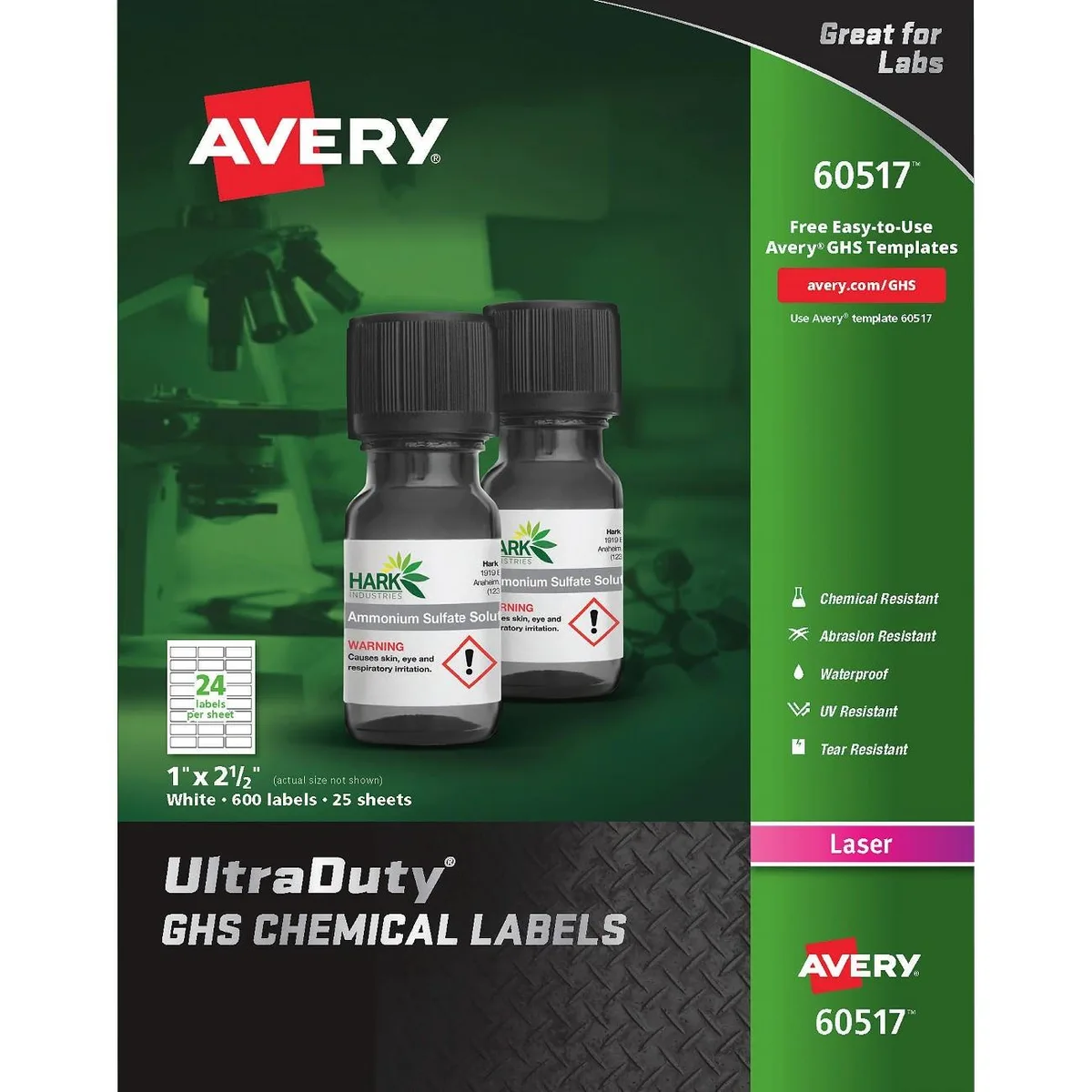 Avery Avery 60517 UltraDuty GHS Chemical Labels 600 Box — product photo