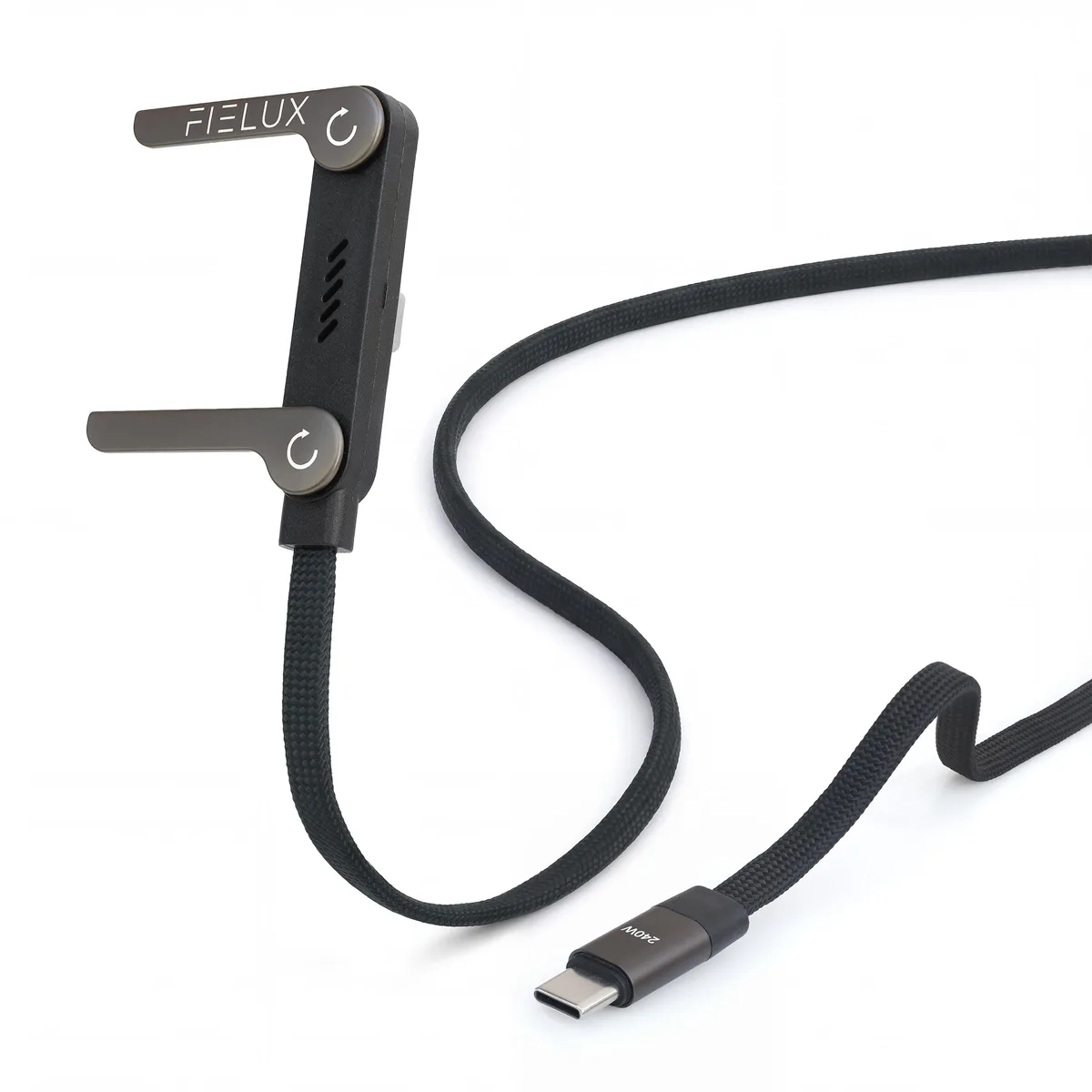 FIELUX FIELUX USB-C to USB-C 240W Cable 5 ft Right Angle Braided with Stand — product photo