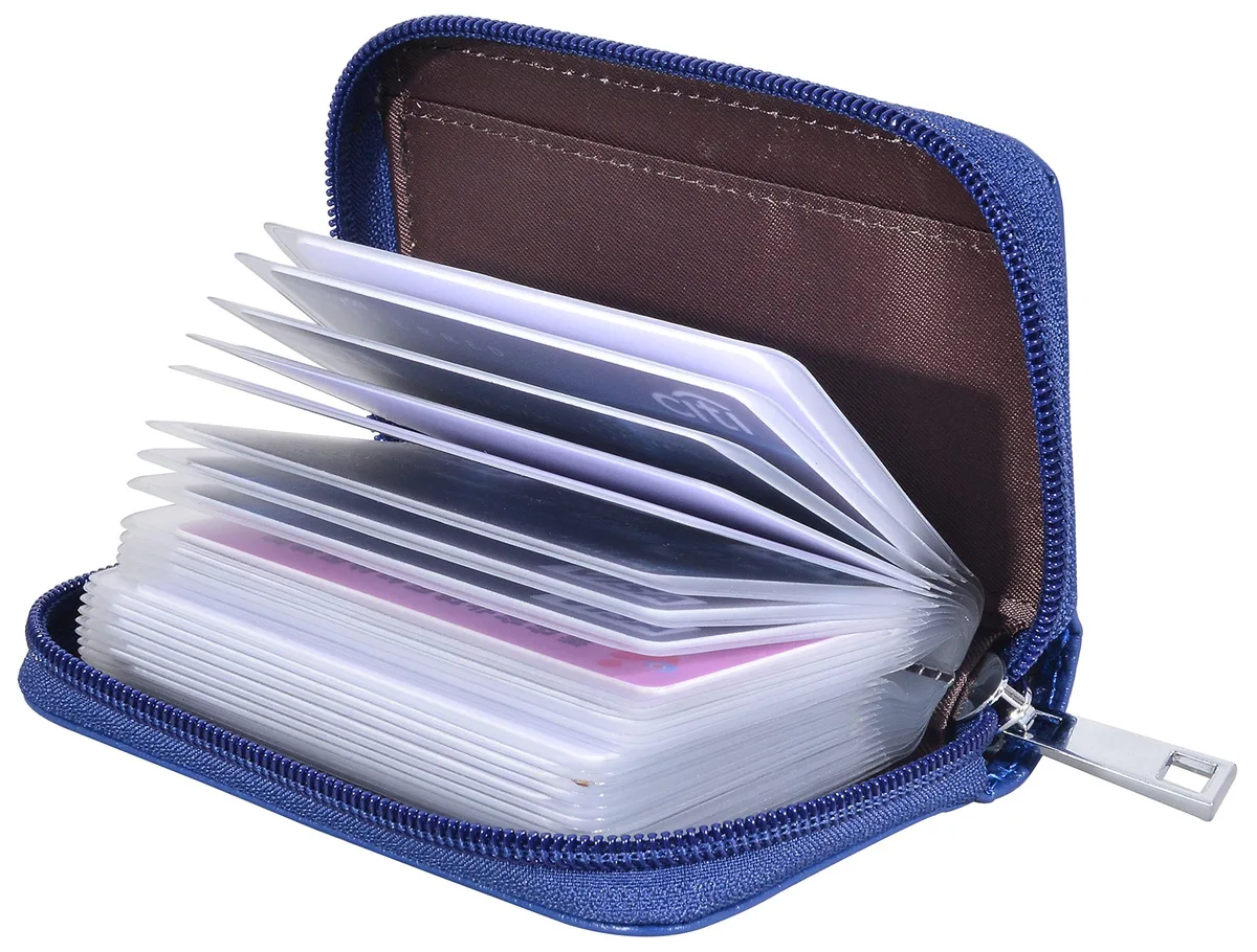 Easyoulife El013 RFID wallet, genuine leather, 26 card slots, blue — product photo