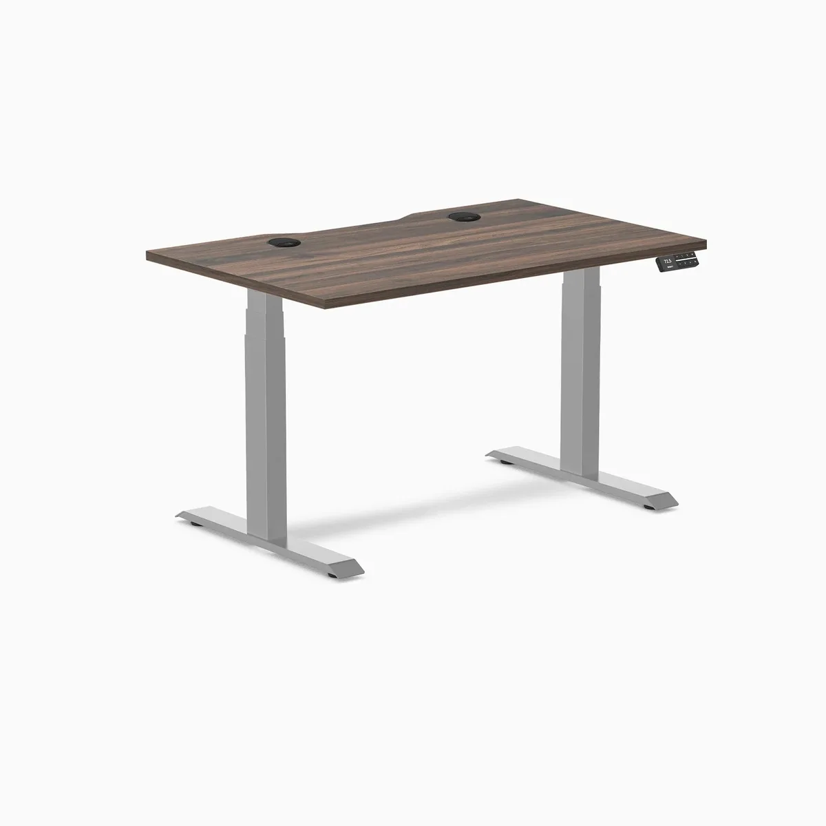 Desky Desky Dual Scalloped Laminate Sit Stand Desk Jarrah Legno Grey 47.2 x 29.5 in — product photo
