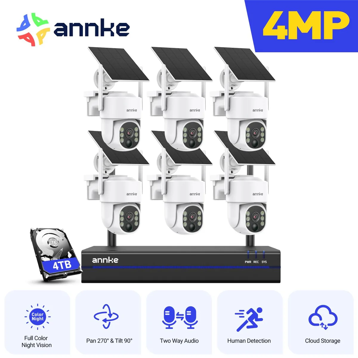 Annke Annke 4MP 16 Channel 6 Camera Wireless NVR Surveillance Security System 4TB HDD — product photo