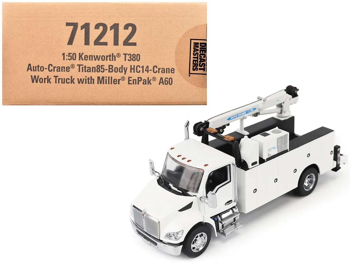 DieCast Masters DieCast Masters Kenworth T380 Auto-Crane Titan 85 HC14 1/50 White hobby collectible — product photo