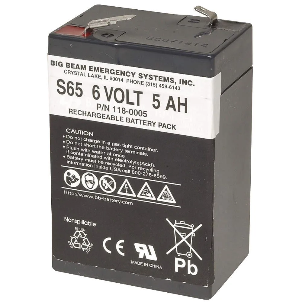 Sealed 6V lead-acid battery with Faston tabs, grey rectangular case