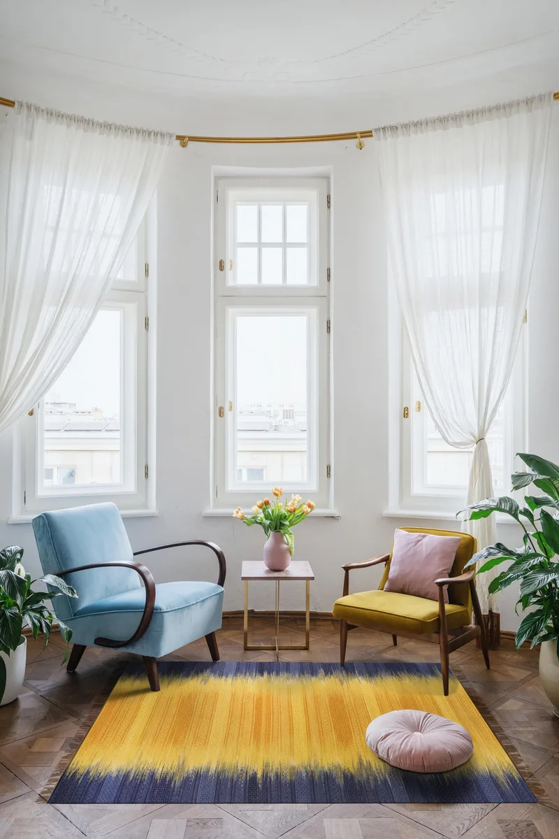 EORC EORC Handmade Wool Yellow Transitional Ombre Santa Fe Rug 9' x 12 — product photo