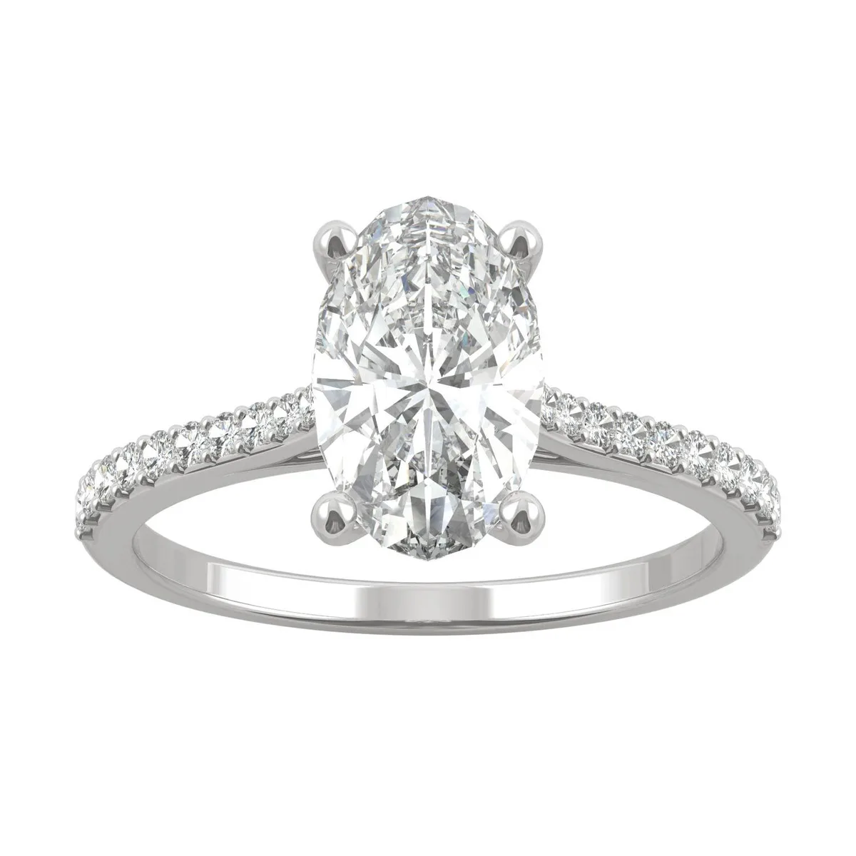 Charles & Colvard Charles & Colvard 14K White Gold Moissanite 10x6mm Elongated Oval Ring Size 5.5 2.49cttw DEW — product photo
