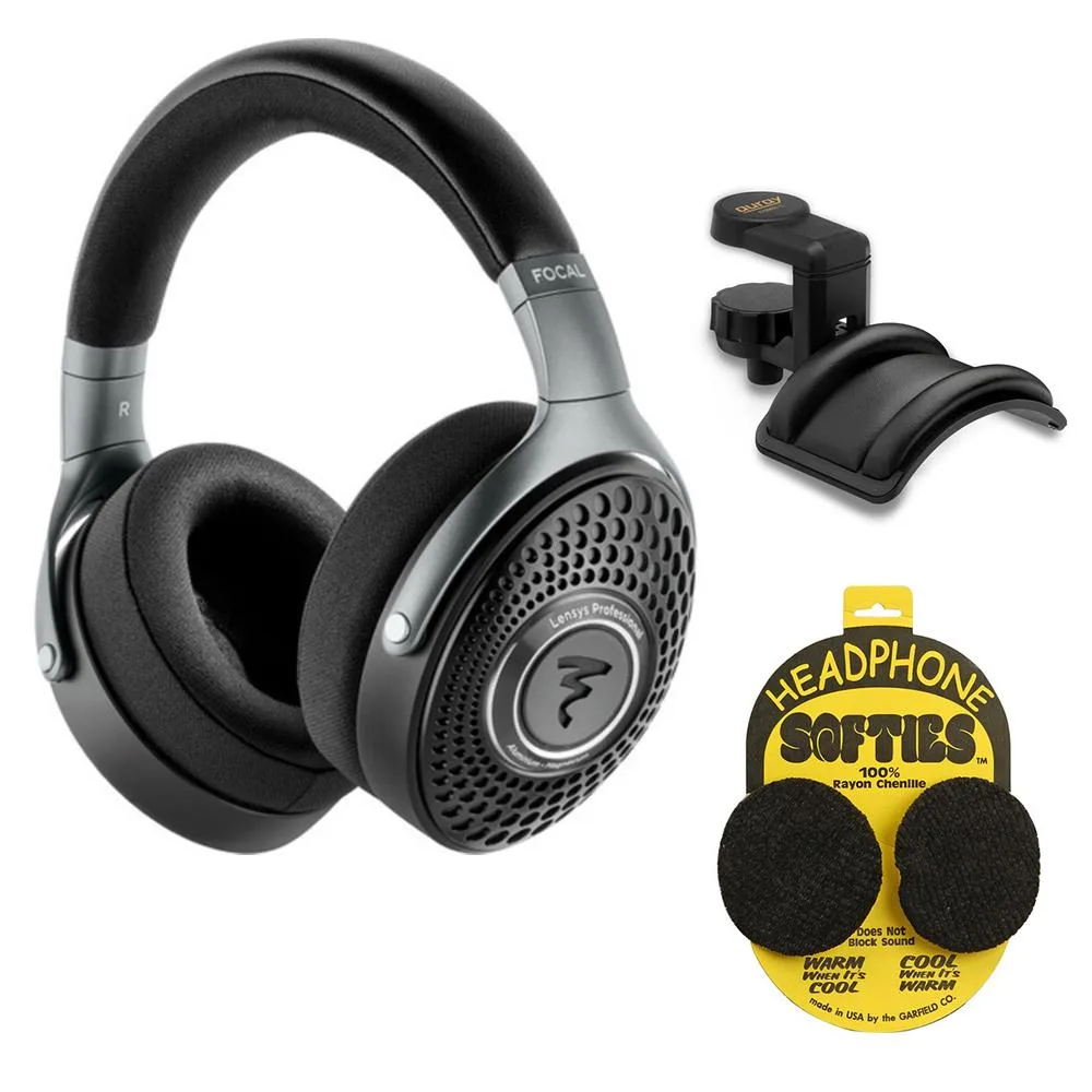 Focal Focal Lensys Professional Closed-Back Headphones Bundle with Holder & Earpad Covers (Black) — product photo