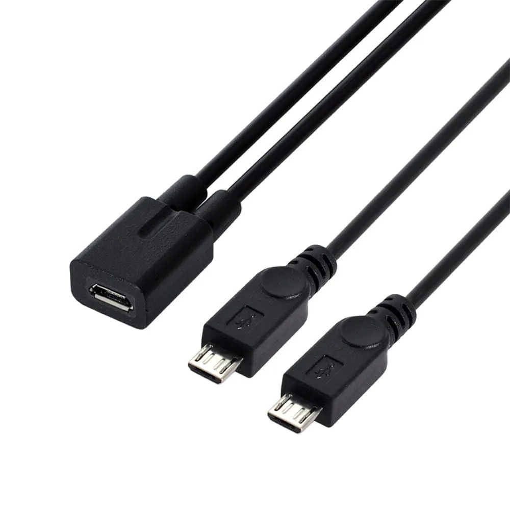 Fervit Fervit Micro USB Female to 2 Male Splitter Cable 20.5 cm AWG 32 black — product photo
