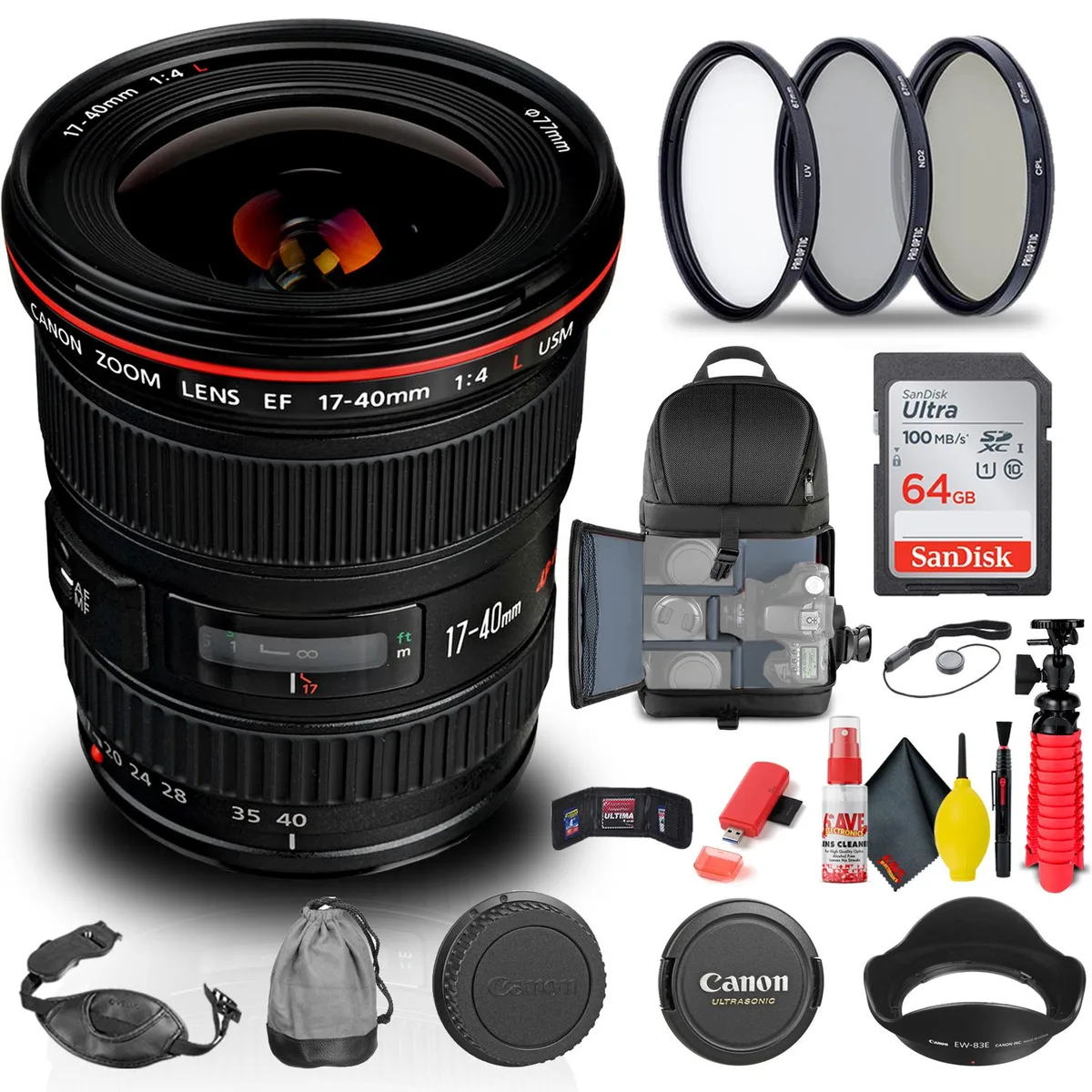 Canon Canon EF 17-40mm f/4L USM Lens (8806A002) Bundle camera lens — product photo