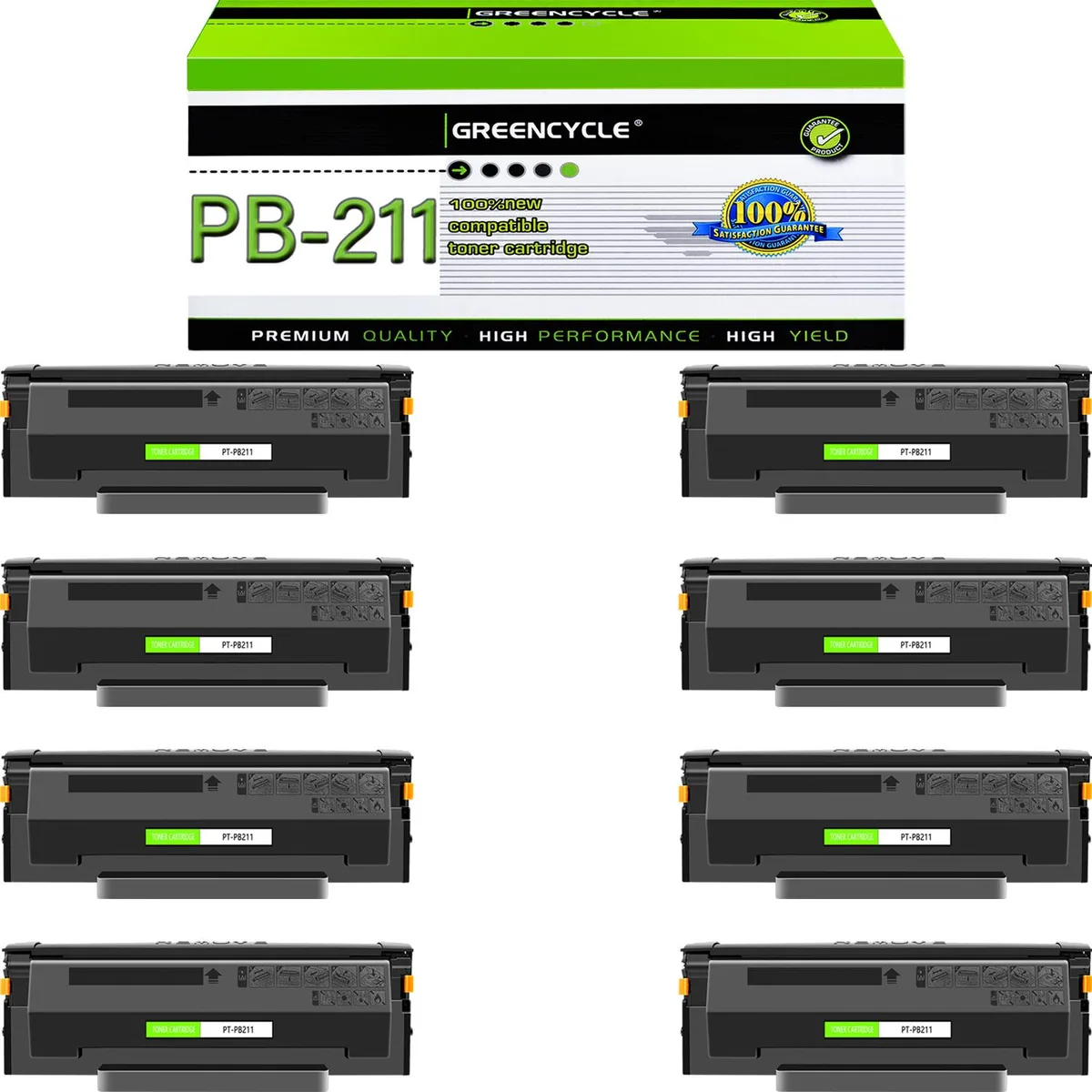GREENCYCLE GREENCYCLE PB-211 Black Toner Cartridge 8-Pack 1600 Pages — product photo