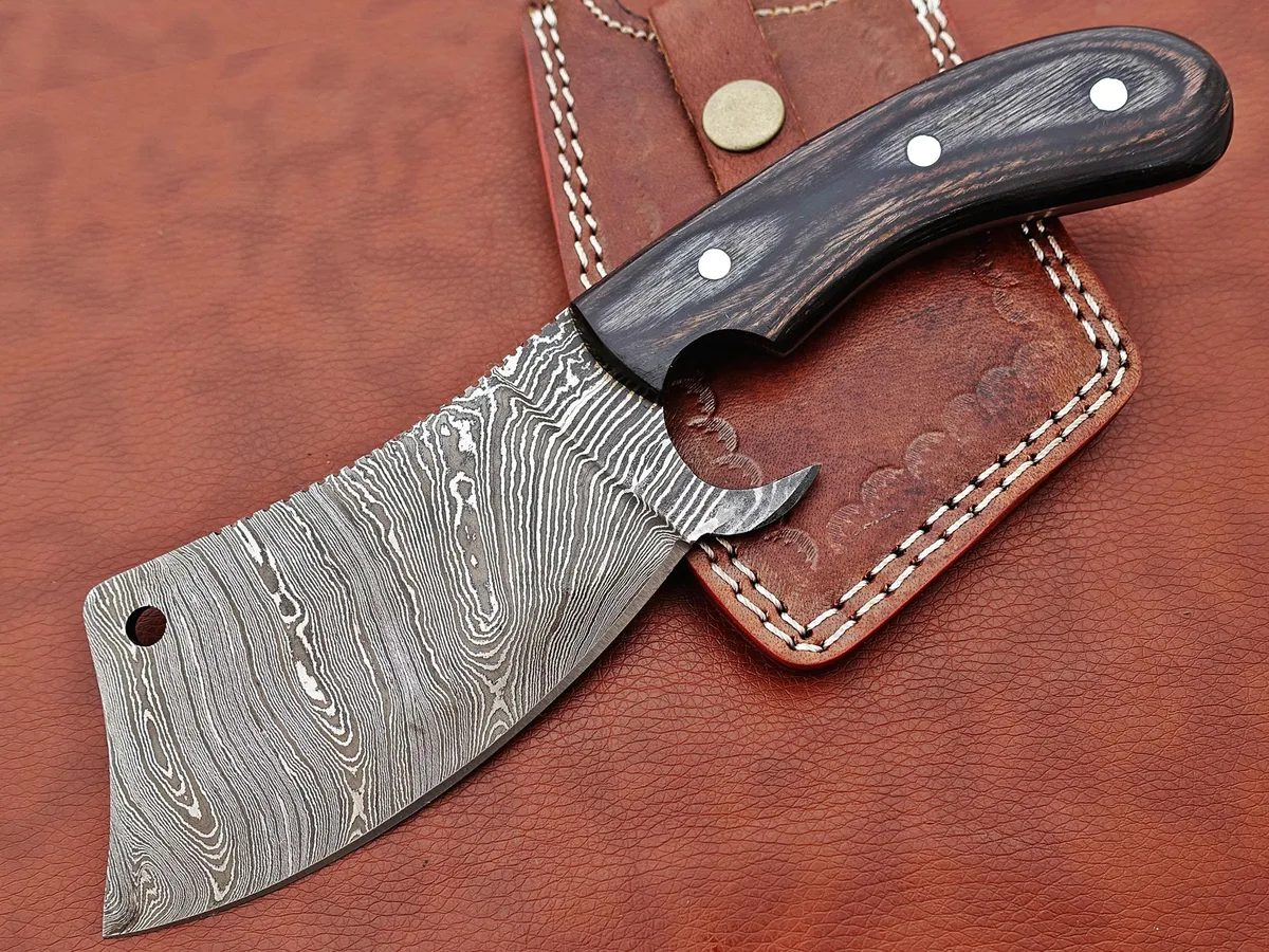 Damascus Depot Damascus Depot 9" Twist Pattern Cleaver Walnut 5.5" Edge — product photo