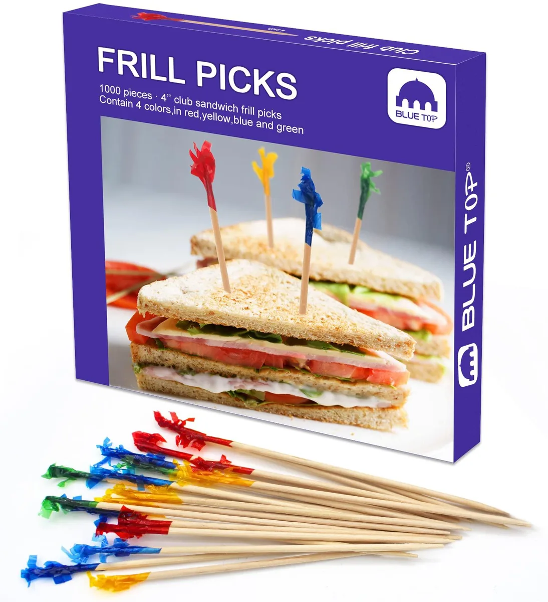 Wood Frill Picks Frill Toothpicks 4 Inch Pack 1000 — product photo