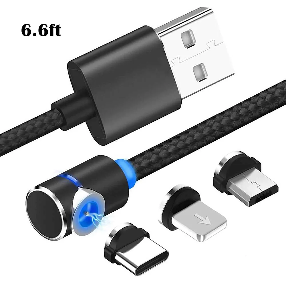 IHDAPP IHDAPP 6.6ft 90° Magnetic 3-in-1 Charging Cable Black 2.4A — product photo